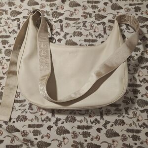 Baggu Recycled Leather Medium Crescent In Stone